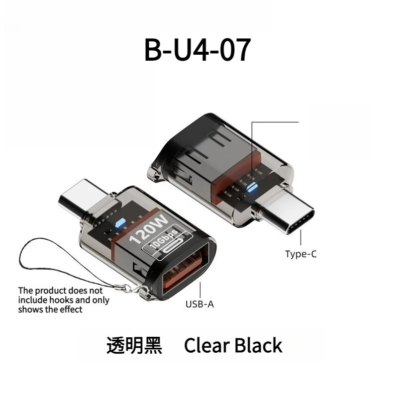 Адаптер Type-C на USB-A 120W, 10 Гбит/с, B-U4-07 Black