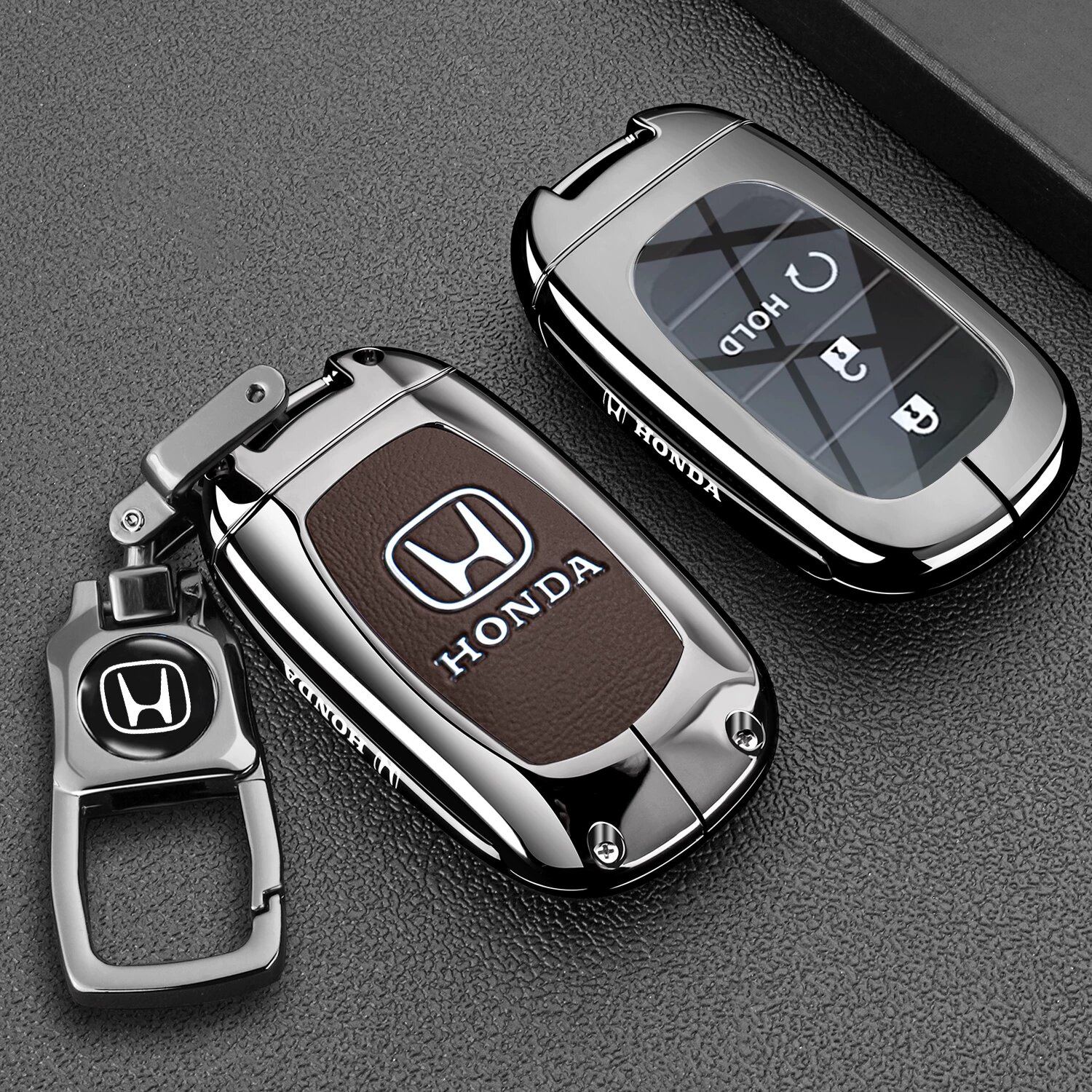 Ключевой чехол для Honda CR-V 2025 года с металлической пряжкой - Мокко-коричневый, подходит для моделей 2020-2023,