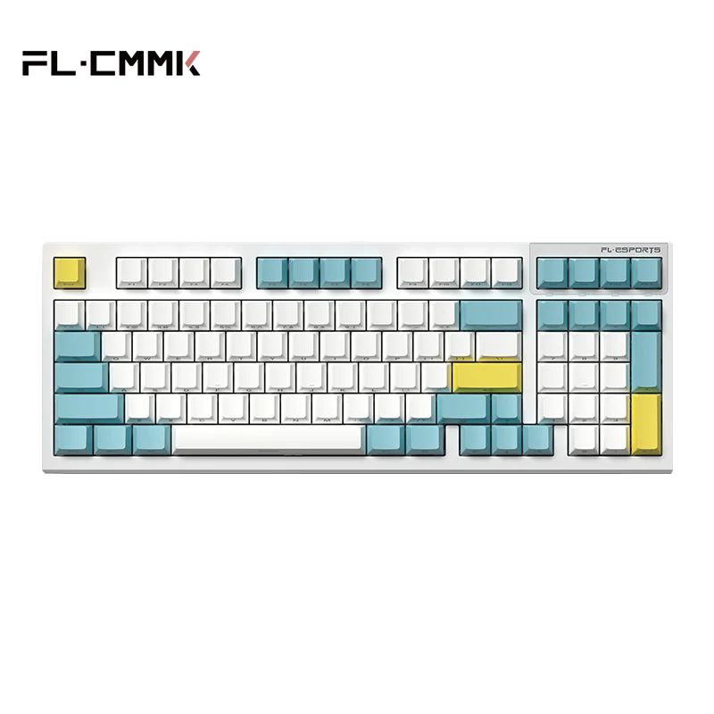 FL.Esports Игровая клавиатура беспроводная FL980V2 Pro Mechanical Keyboard, (BOX Red), Английская раскладка, белый, синий