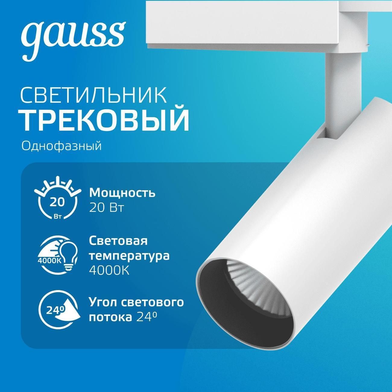 Светильник трековый, спот Gauss TR068