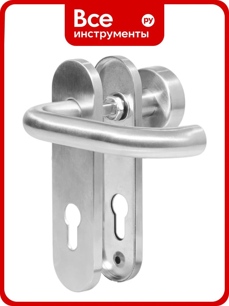 Гарнитур кноб/нажимная ручка DOORLOCK DL 038KP/F/KNOB левая PZ72 U-form Rt нерж. сталь, на короткой накладке 73311