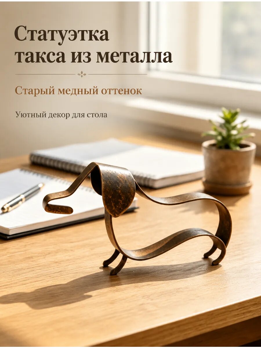 Металлическая фигурка таксы для дома и сада-10*7*3