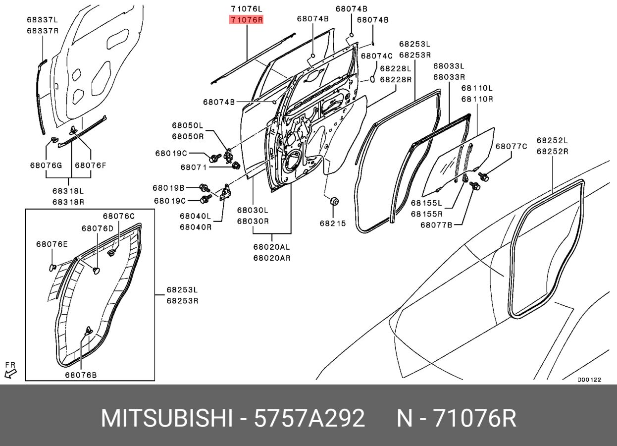 Молдинг окна задней правой двери org (MITSUBISHI 5757A292)
