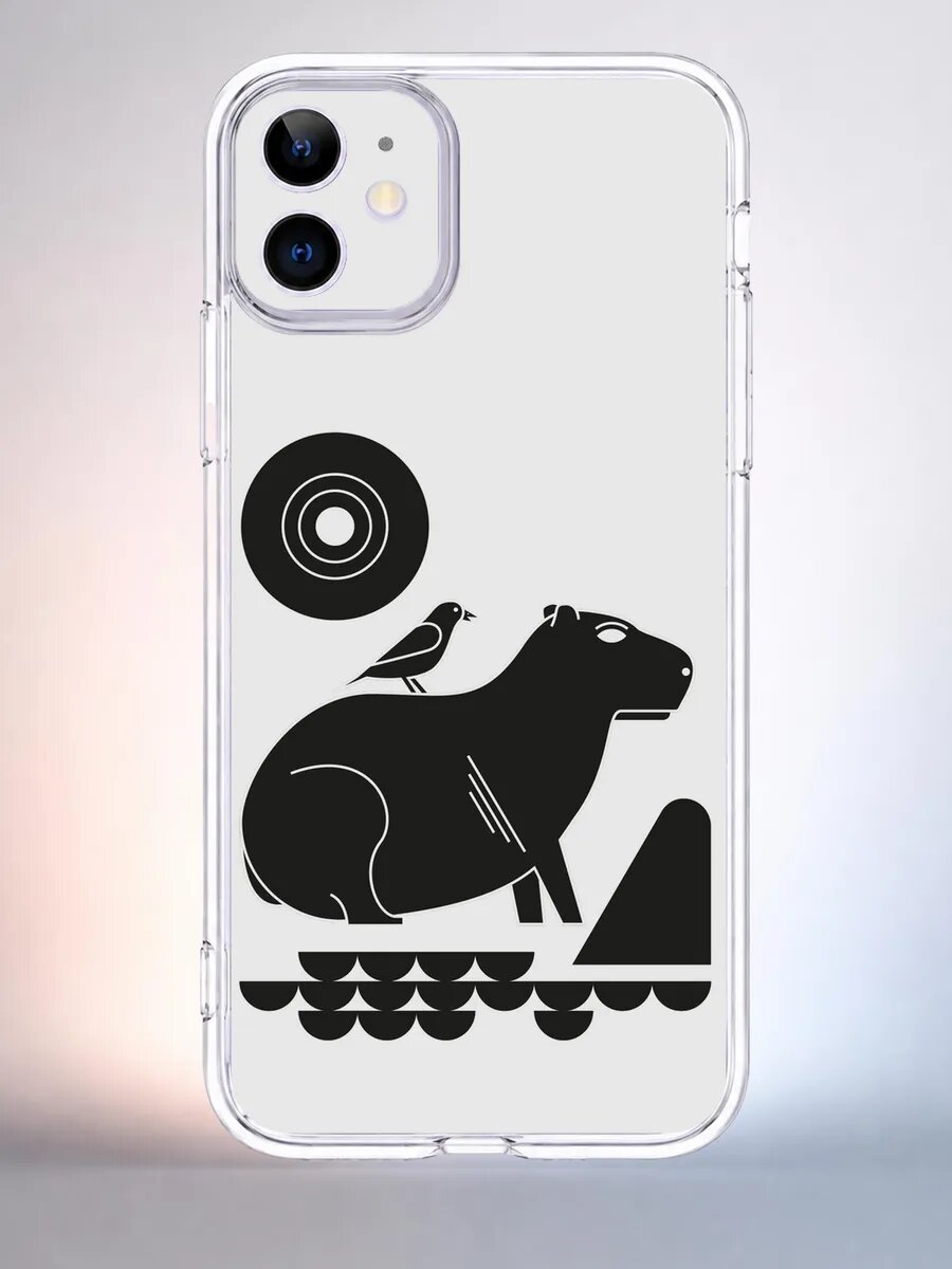 Чехол iPhone 11 капибара геометрия винил силиконовый