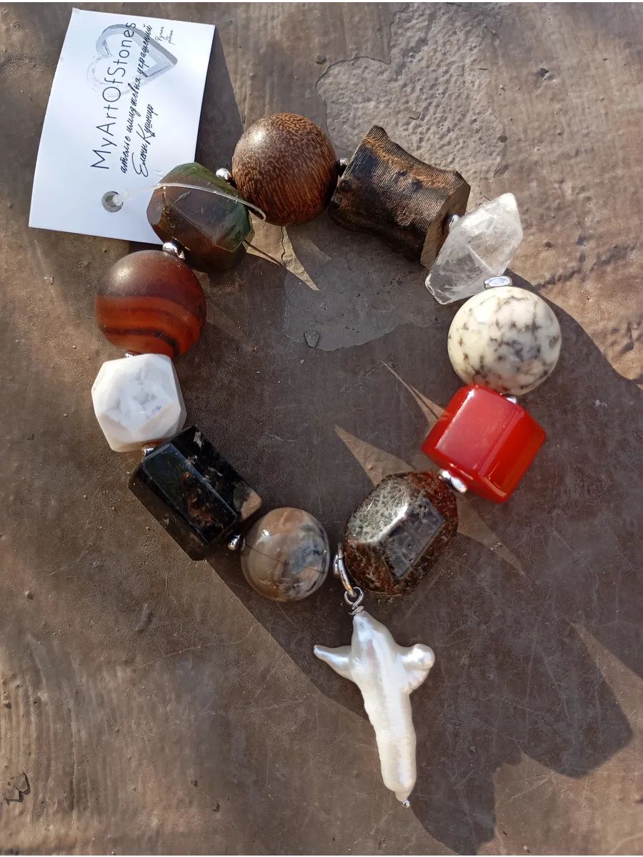 Браслет myartofstones, сердолик, агат