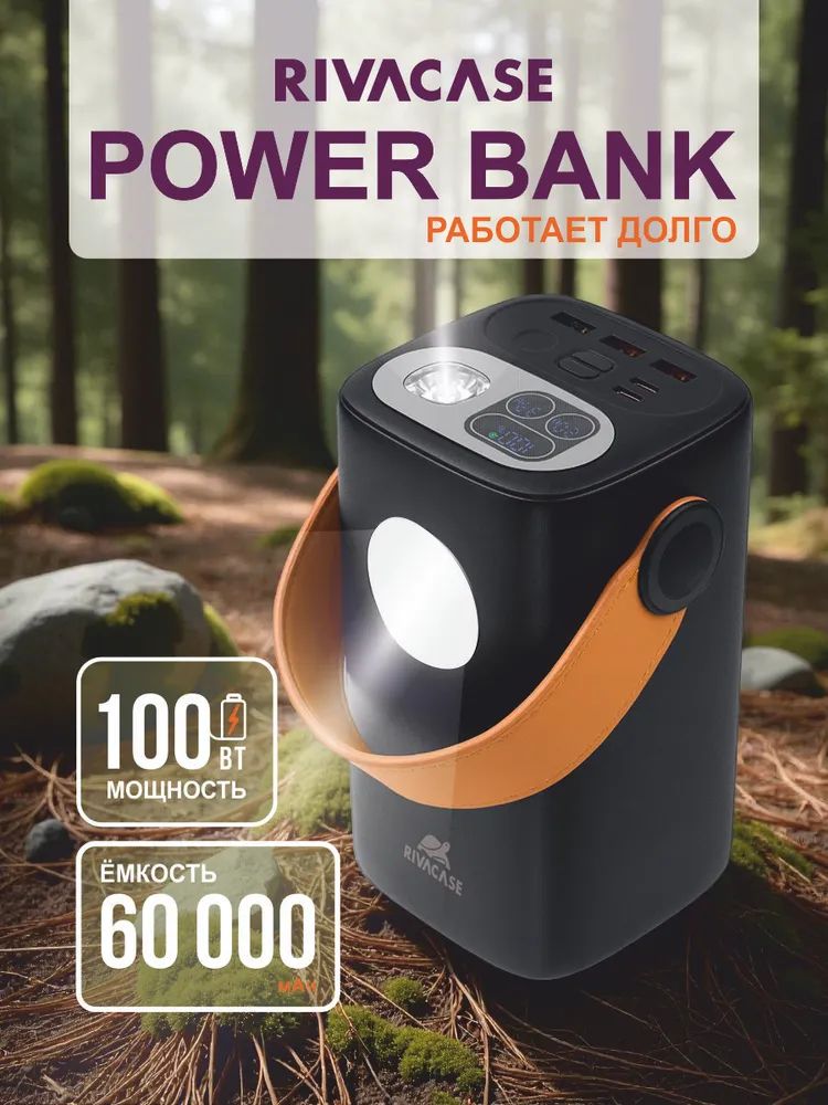 Повербанк 60000mAh 100W с быстрой зарядкой Rivacase VA1086 powerbank 60000