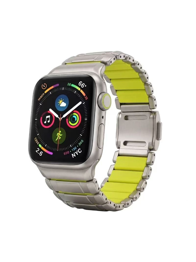 Ремешок с магнитной пряжкой подходит для Apple Watch strap Ultra 3/2 49 мм 45 мм 46 мм 44 мм подходит для iwatch серии 12 11 10 9 8 металлический резиновый ремешок для смарт-часов
