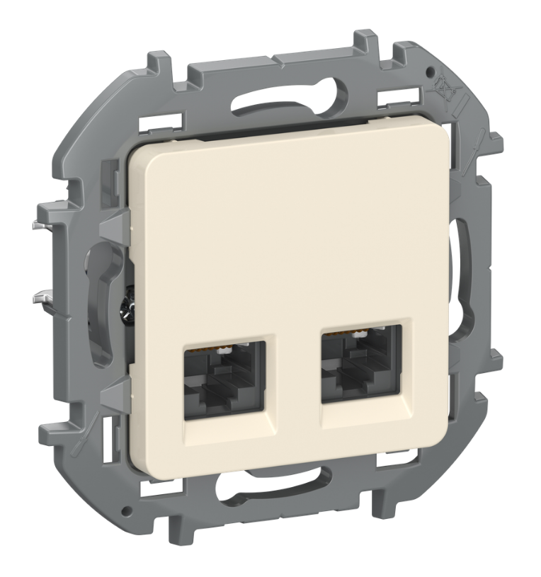 IEKINSPIRIA Розетка компьютерная 2-ая RJ45 кат.6 UTP 6738411 слоновая кость IEK