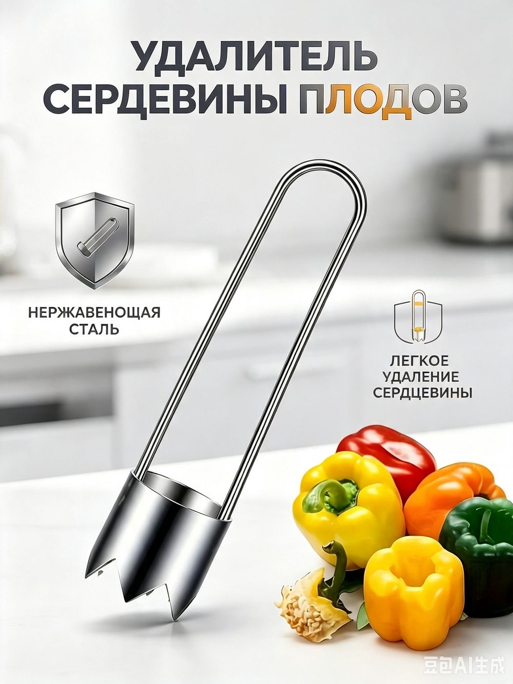 Удалитель сердцевины для овощей и фруктов, нержавеющая сталь, кухонный инструмент для перца, яблок и томатов