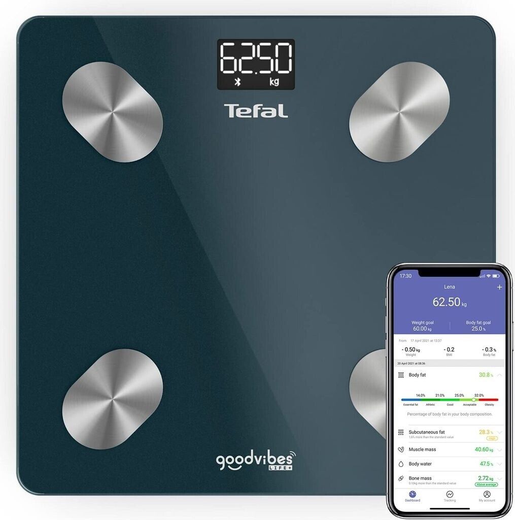 Tefal Напольные весы BM9620S, нагрузка 180 кг, точность 100 г