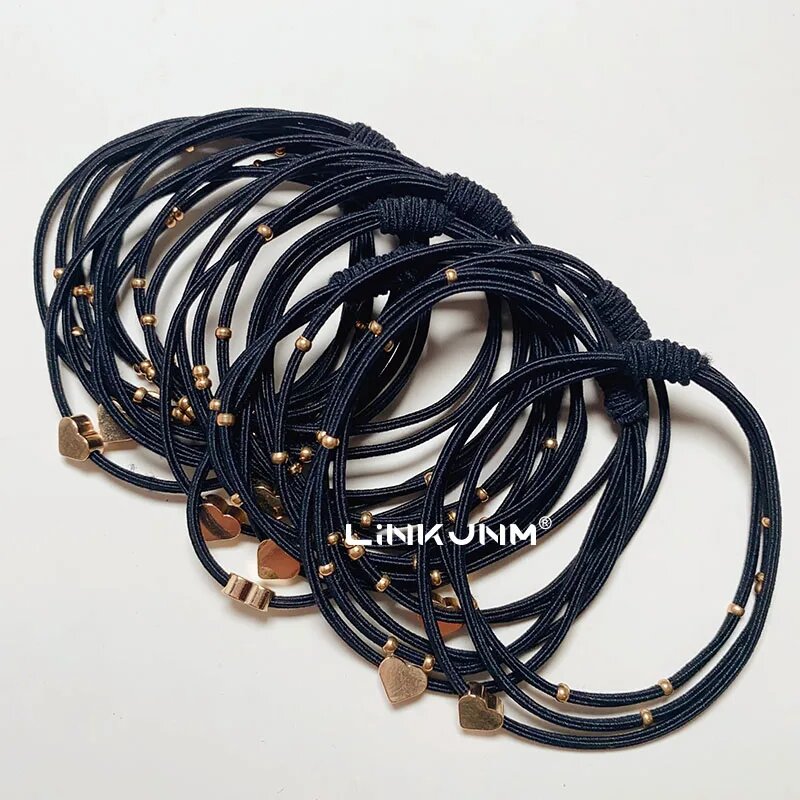 Резинки для волос LINKJNM, 10 шт. Heart Black 10PCS