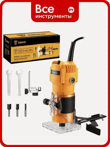 Изображение товара Фрезер электрический DEKO DKR850W + набор фрез 3 шт 083-1097, для обработки кромок