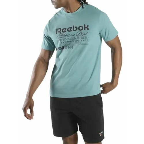 фото Футболка спортивная reebok identity tech logo t-shirt, размер l, голубой