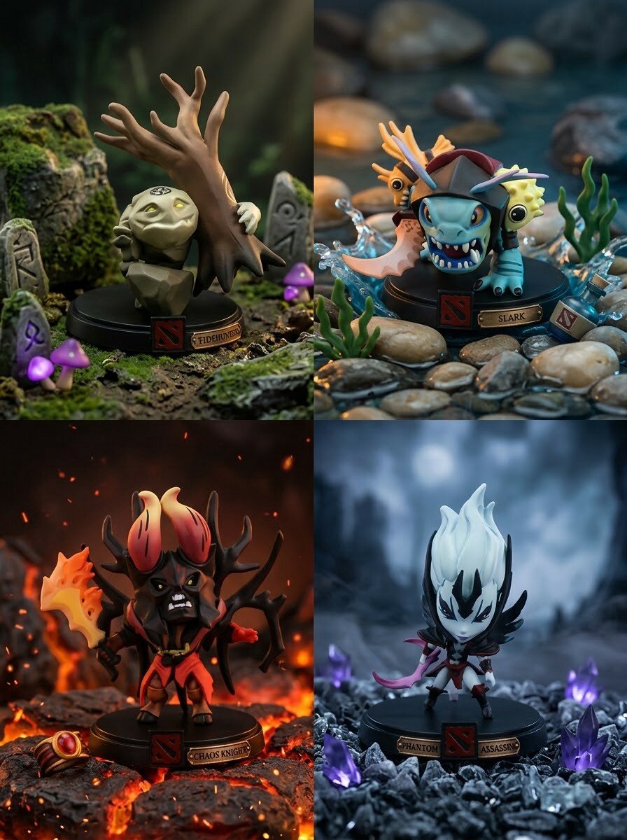 Набор коллекционных фигурок Dota 2 Tiny Doom Slark Vengeful Spirit 14 сантиметров, материал ПВХ, 4 персонажа