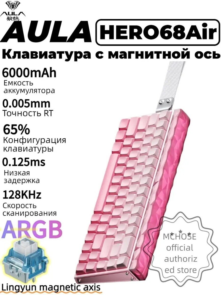 AULA клавиатура Клавиатура беспроводная , Английская раскладка, светло-розовый