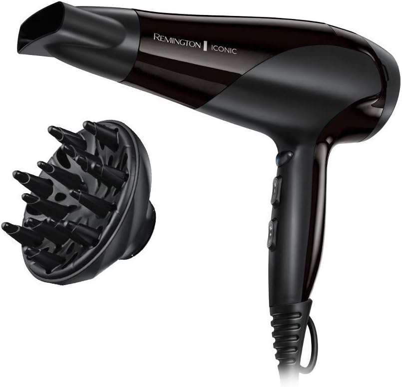 Remington Фен для волос Ionic Dry D3198 2200 W 2200 Вт, скоростей 2, кол-во насадок 2, черный