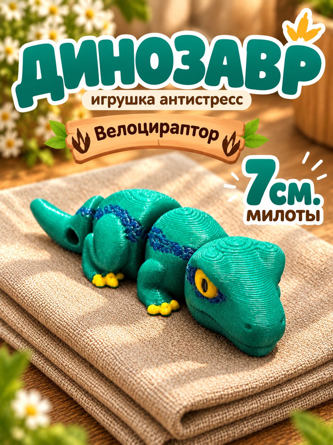 Велоцираптор динозавр подвижная 3д игрушка антистресс
