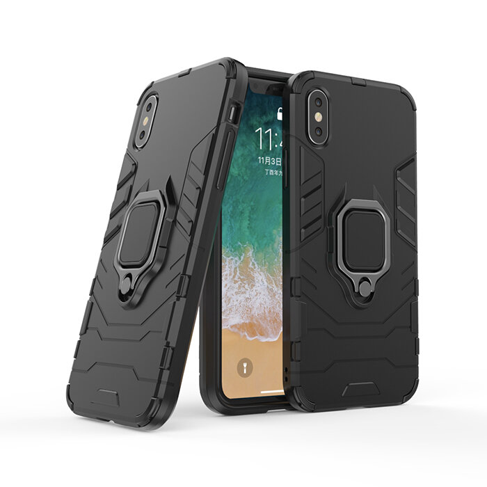 Противоударный чехол с кольцом Panther Case для iPhone X / XS черный