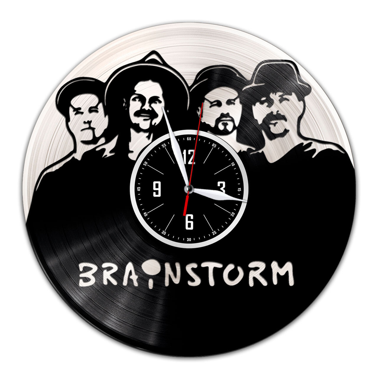 Brainstorm - настенные часы из виниловой пластинки (с серебряной подложкой)