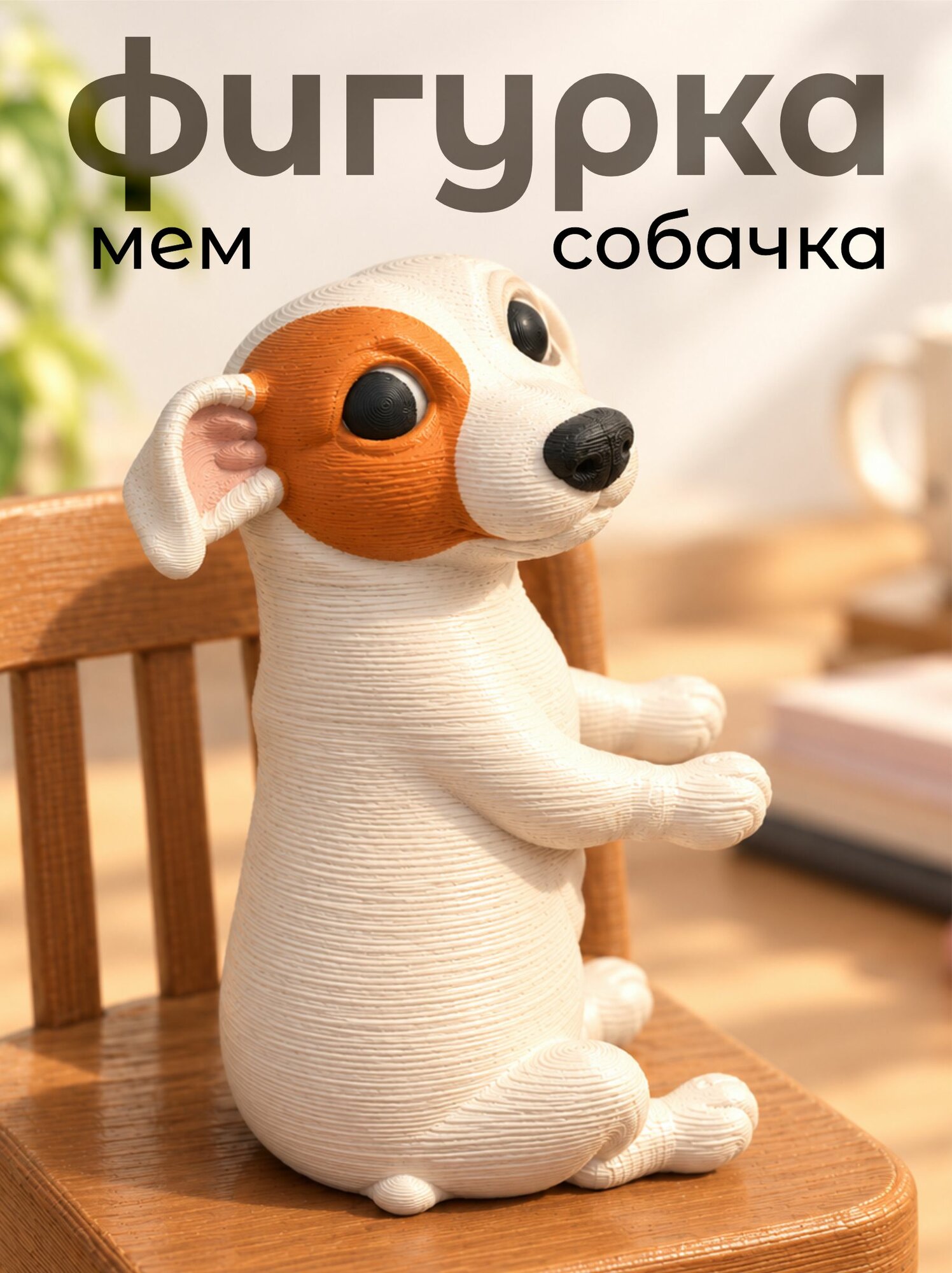Фигурка 3д 3d мем собачка сидит за столом джек рассел
