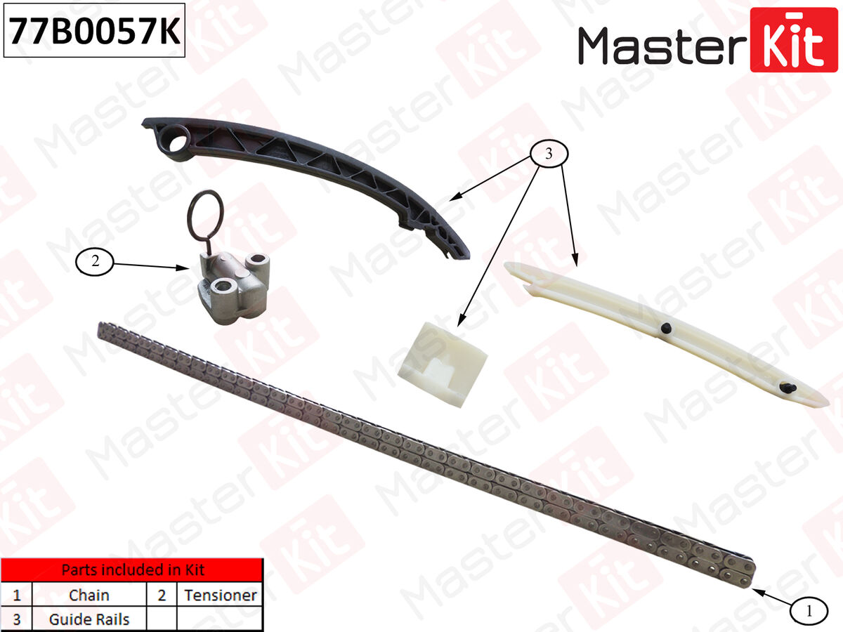 Комплект Цепи Грм Opel Astra/Combo/Corsa/Meriva/Tigra 1.4I Z14Xep 04-11 (Без Звездочек) (MASTERKIT 77B0057K)