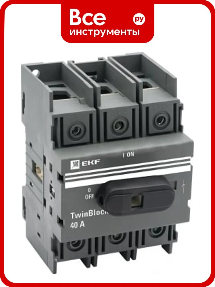 Рубильник c рукояткой управления EKF, 40A 3P для прямой установки TwinBlock tb-40-3p-f