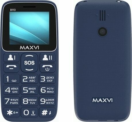 Мобильный телефон Maxvi B110 Синий 2 sim 1.77″ Цветной TN 2G 1000 mAh