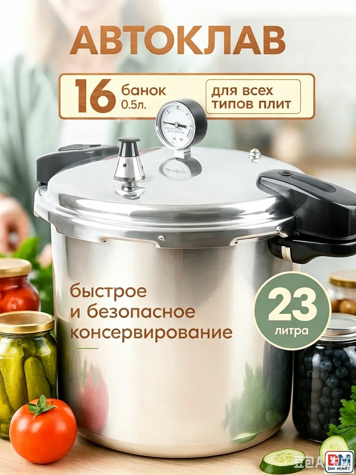 Автоклав для консервирования домашний на газу Личный Повар 23 л