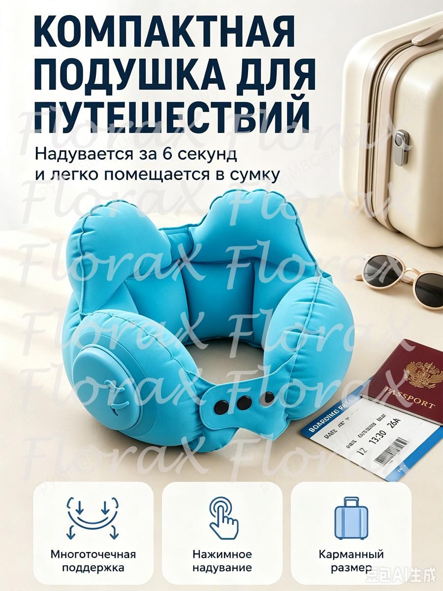 Подушка для шеи, Артикул: 5654845887, Материал: ПВХ, пластик, пенопласт, ткань