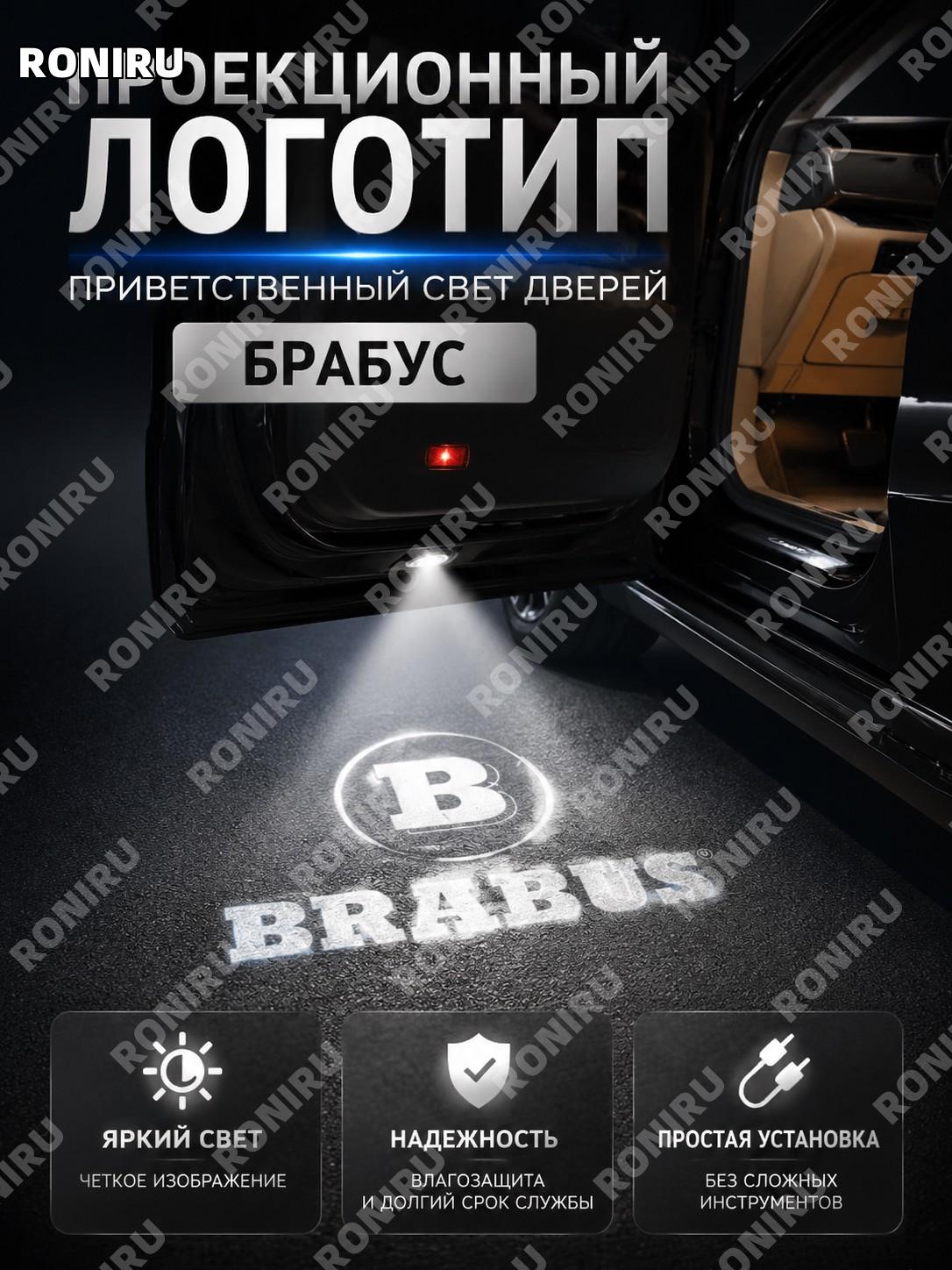 Проекционная лампа двери Brabus для Mercedes, LED светильник приветственного света, автомобильная подсветка дверей