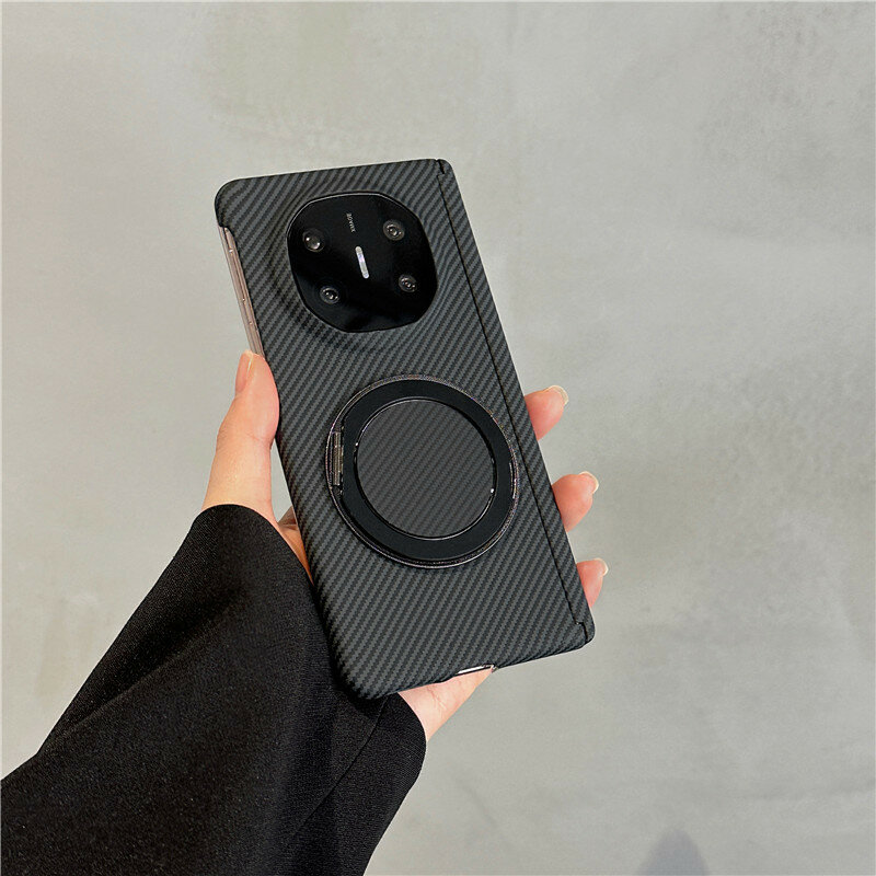 Чехол из карбона с подставкой 360 для Samsung Galaxy Fold 6 черный в коробке защитный чехол для складного смартфона