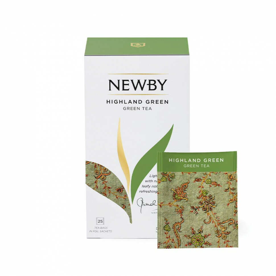 Newby Highland green 2гХ 25 пакетиков Зеленый чай картонная упаковка, 50 г.