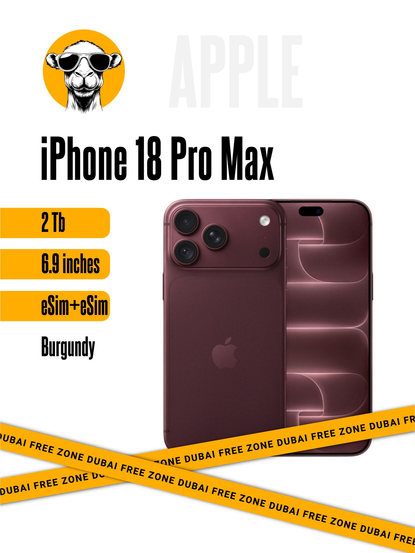 Смартфон iPhone 18 Pro Max 2TB Burgundy E-Sim