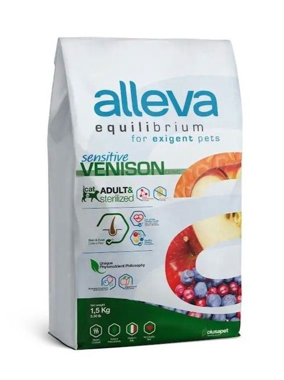 Корм сухой для кошек Аллева Эквилибриум Сенситив с олениной, 1,5 кг Alleva Equilibrium Sensitive