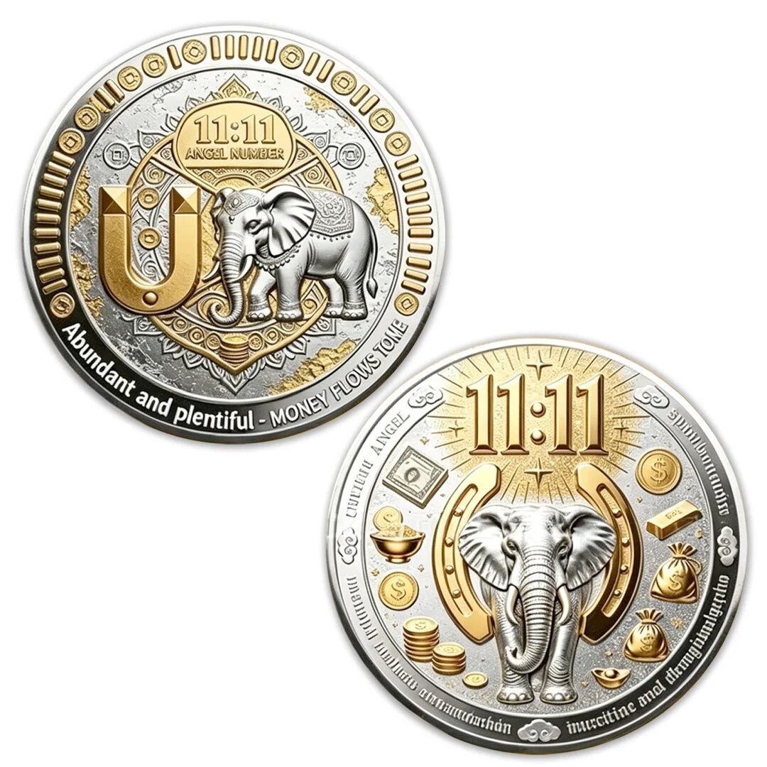 Посеребренная памятная монета Будда и слон 11:11 Silvery