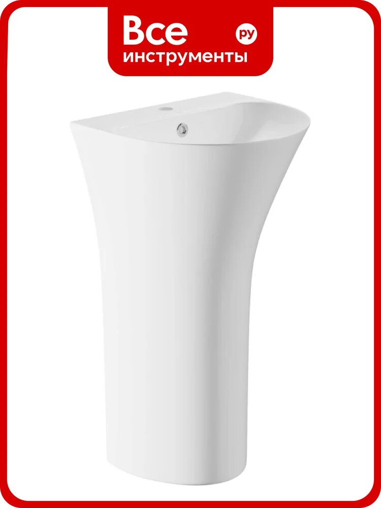 Умывальник-моноблок овальный WAVE ROYAL, 480×420×835 мм (ш×г×в), с хромированным переливом, белый 557861