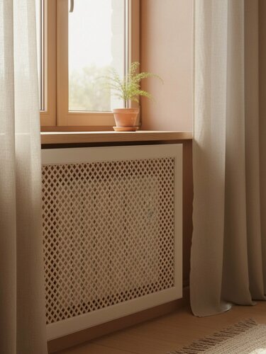 Изображение товара Экран для радиатора Стильный Дом DE LUXE Глория, МДФ, 900х600 мм, бежевый, прямоугольный, Россия