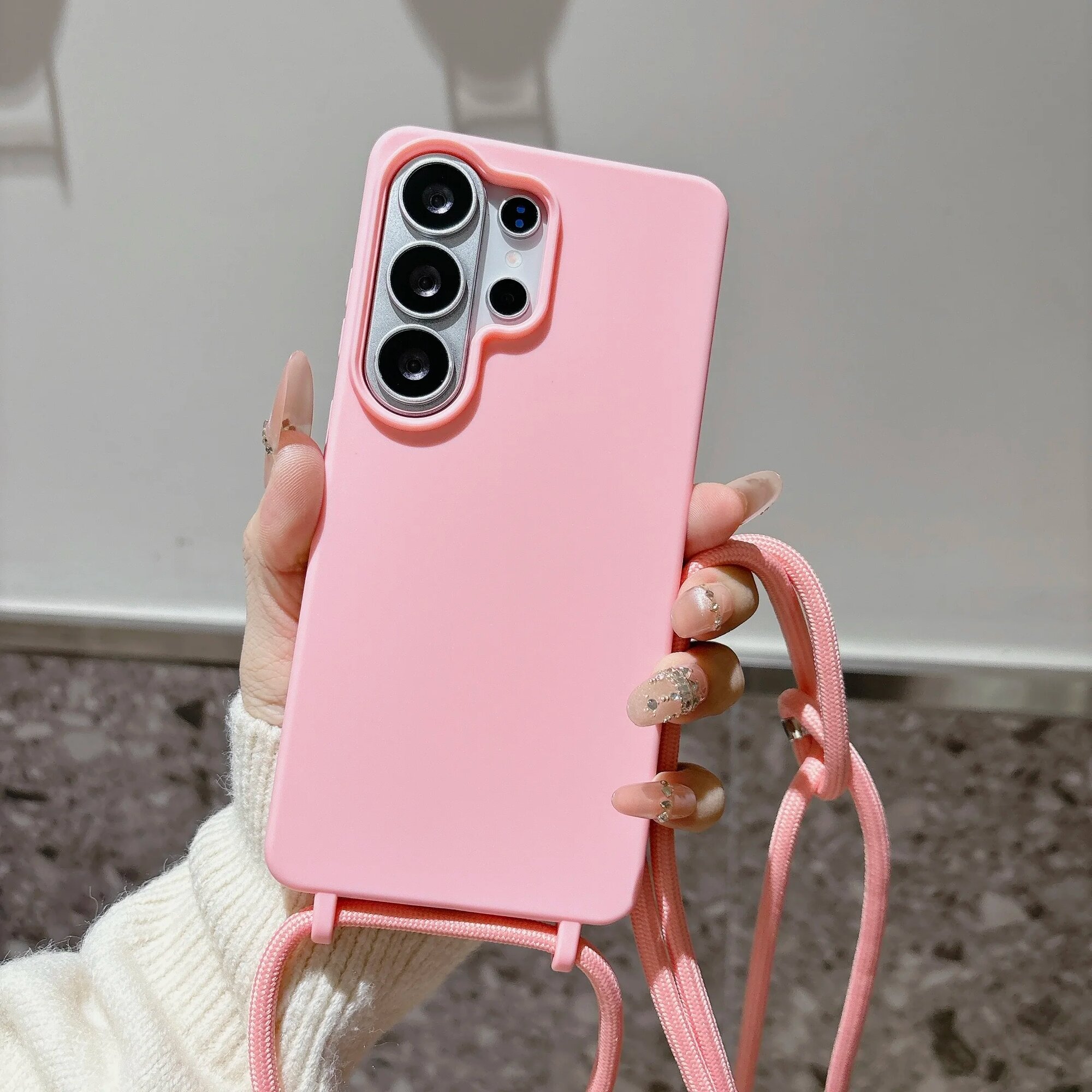 Розовый чехол для Samsung Galaxy A26 с ремешком