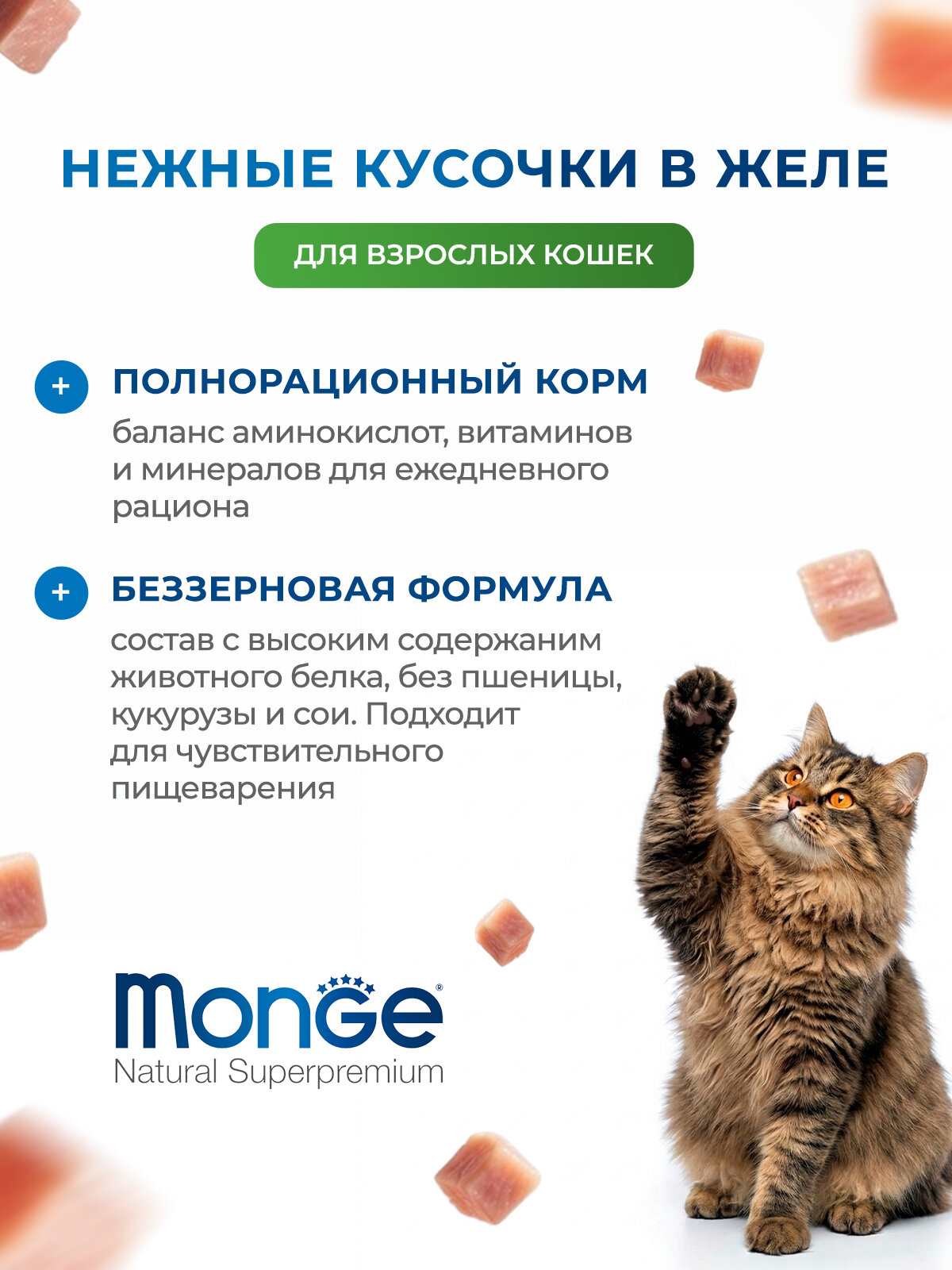 Влажный корм Monge Cat Grill для взрослых кошек, из кролика, паучи 85г х 28 шт. — фото 1