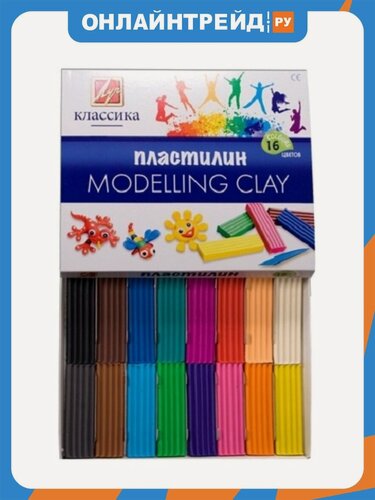 Изображение товара Пластилин Луч "Классика" 16 цветов + стек