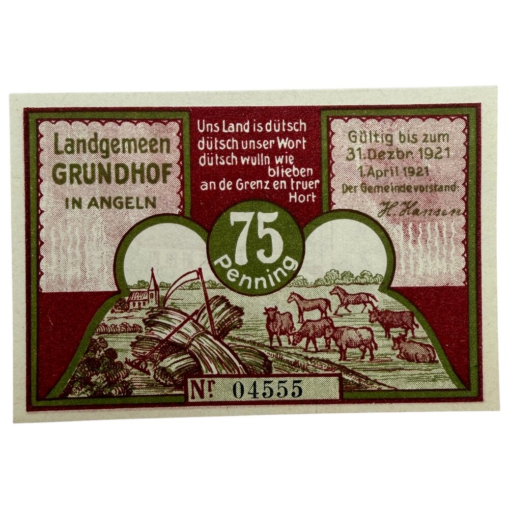 Германия (Веймарская республика) Грундхоф 75 пфеннигов 1921 г. (Lundsgaard)