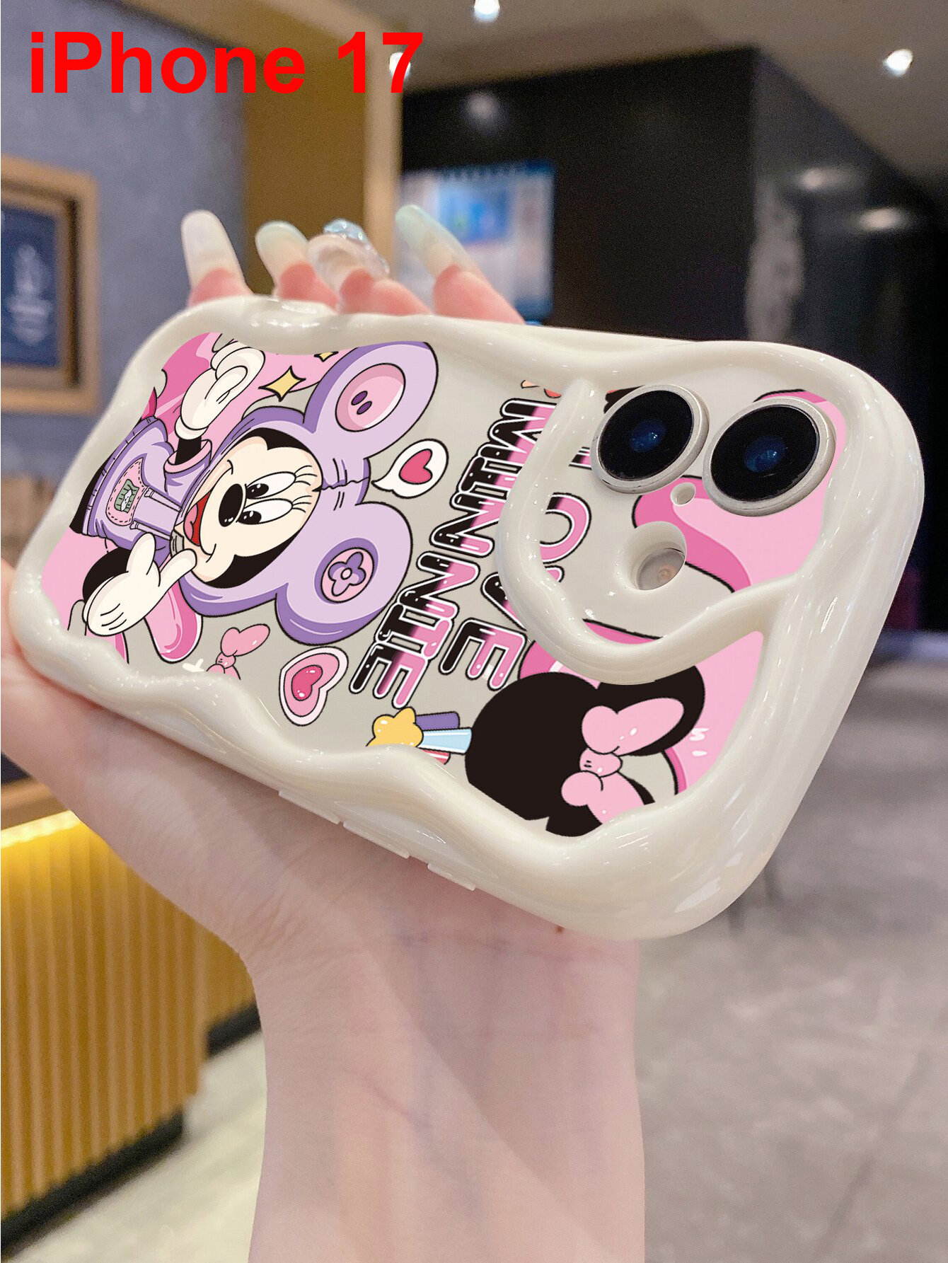 Необычный чехол для iPhone 17 , мягкий, гладкий, с изображением Микки и Минни Маус.