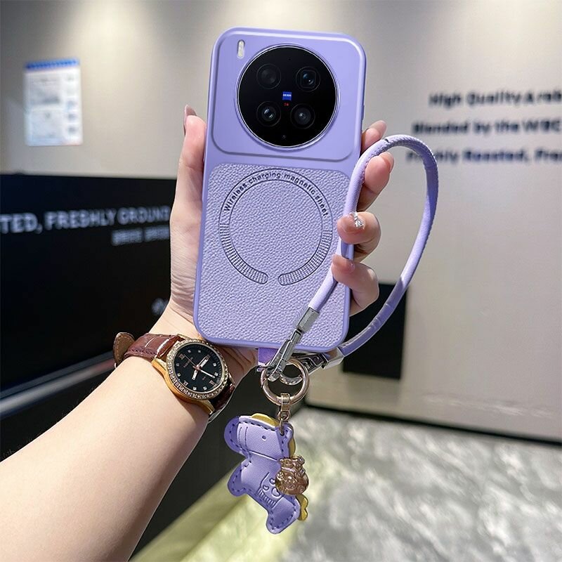 Чехол для Vivo X300 Ultra / Виво X300 Ультра, кожа TPU, со шнурком, защитный, противоударный