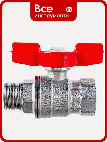 Изображение товара Шаровой кран Giacomini R854 1/2 ВН с красной ручкой‑бабочкой, корпус с хромовым покрытием, арматура для водных систем