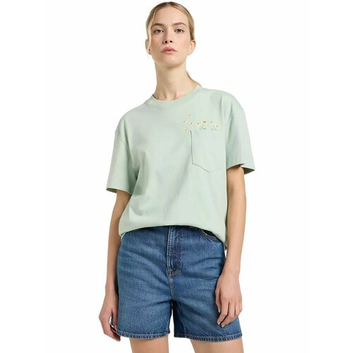 фото Футболка lee women embroidery pocket tee, размер m, зеленый