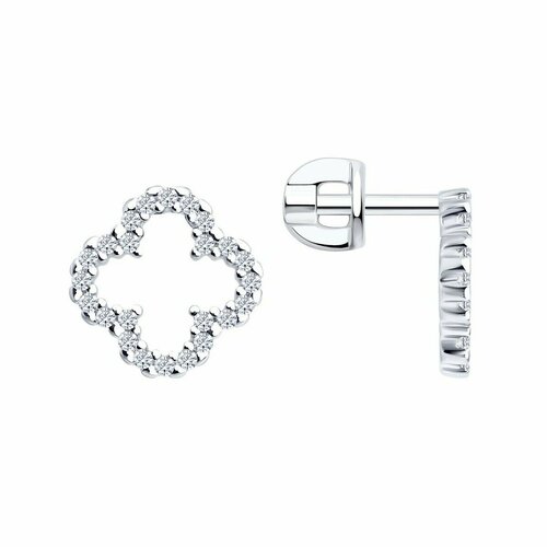 фото Серьги яхонт, серебро, 925 проба, фианит, , бесцветный