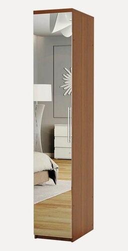 Изображение товара Шкаф-пенал узкий с полками Комфорт МП-11 30х60х220 см с зеркалом орех