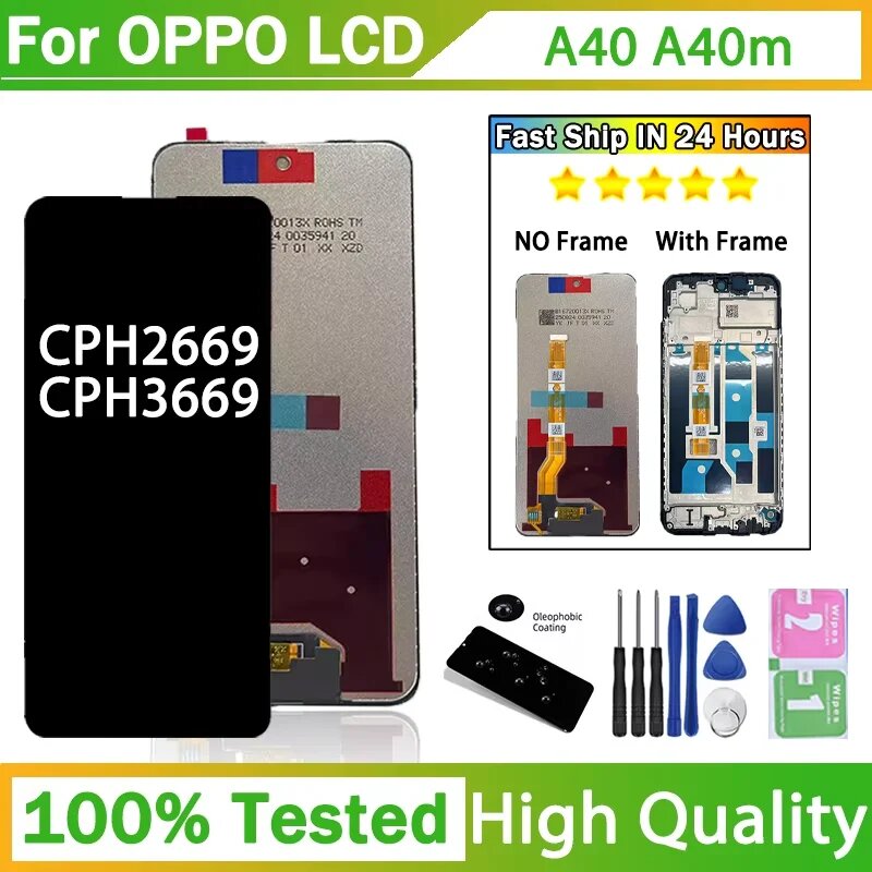 CPH2669, CPH3669 Премиум ЖК-дисплей для Oppo A40, дигитайзер сенсорного экрана в Black NO Frame