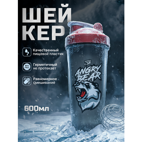 Шейкер спортивный для протеина с венчиком 2SN Angry Bear 700 мл