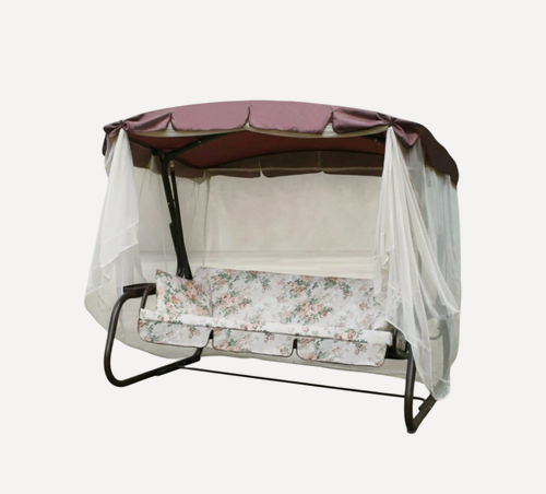 Изображение товара Качели садовые Olsa Турин с825, 3-х местные, тент с пришивной москитной сеткой, нагрузка до 280 кг, коричневый